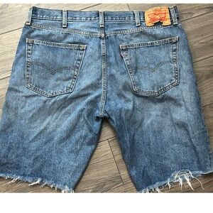 Levi's 550 Relaxed Fit Denim Shorts Mens Cut Off Frayed Hem Blue